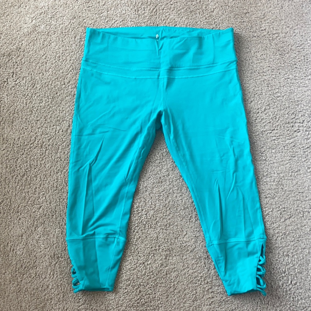 Prana teal leggings with cute side details